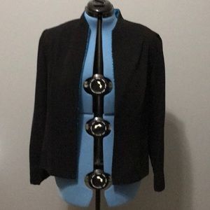 Black blazer with teal Silk trim